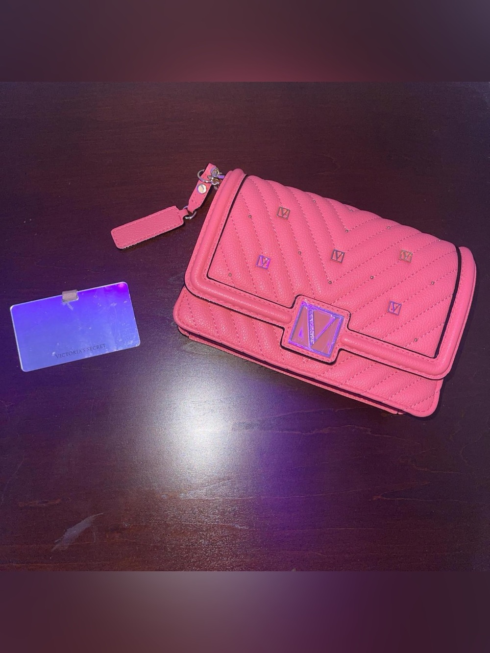Victoria's Secret Coral Quilted Mini Crossbody Purse